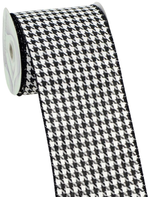 4  Black & White Houndstooth Ribbon (10 Yds) Sale