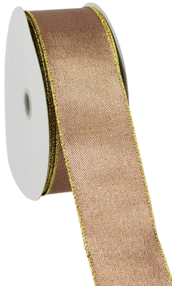 2.5  Bronze Gold Metallic Ribbon (50 Yards) Online