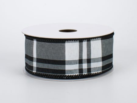 1.5  Black & White Plaid Ribbon (10 Yards) Online