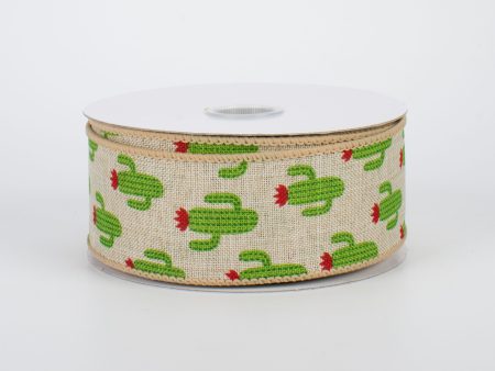 1.5  Green Cactus Ribbon: Natural (10 Yards) Cheap