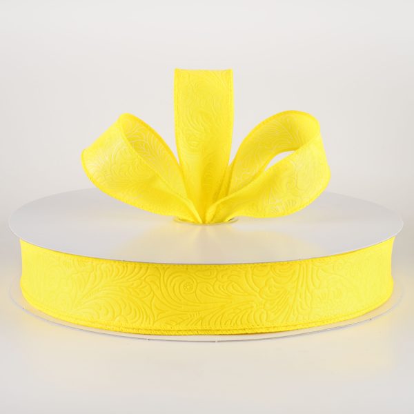 1.5  Embossed Flower Breeze Ribbon: Daffodil Yelow (50 Yards) on Sale