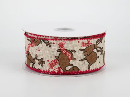 1.5  Friendly Reindeer Ribbon: Natural (10 Yards) Supply