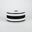 1.5  Glitter Stripe Ribbon: White & Black (10 Yards) Discount