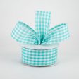 1.5  Gingham Check Wired Ribbon: Turquoise & White (10 Yards) For Cheap