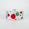 1.5  Glitter Dots Ribbon: Green, Aqua, Red (10 Yards) Online