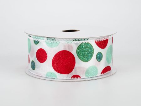 1.5  Glitter Dots Ribbon: Green, Aqua, Red (10 Yards) Online