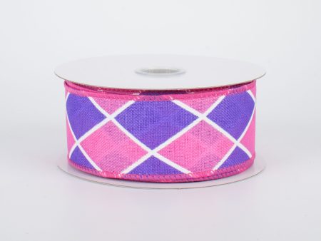 1.5  Harlequin Diamond Ribbon: Pink & Lavender (10 Yards) Hot on Sale