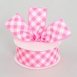 1.5  Gingham Basketweave Satin Ribbon: Pink & White (10 Yards) Supply