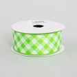 1.5  Gingham Basketweave Satin Ribbon: Lime Green & White (10 Yards) Discount