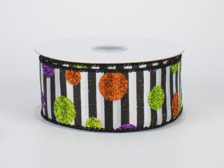 1.5  Halloween Glitter Dots and Stripes (10 Yards) Cheap