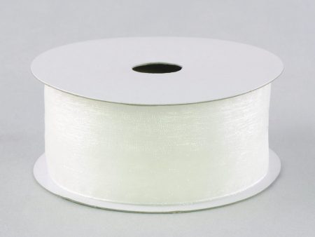 1.5  Sheer Ribbon Non Wired: White (25 Yards) Online Sale