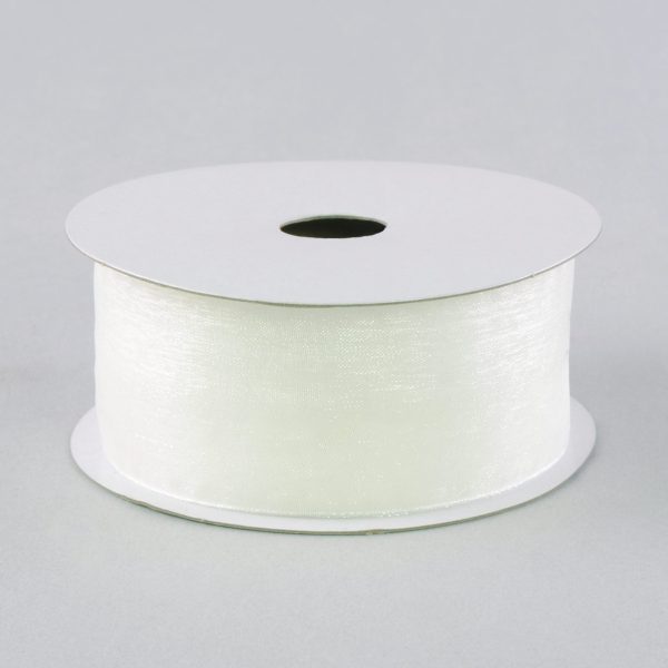 1.5  Sheer Ribbon Non Wired: White (25 Yards) Online Sale