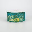 1.5  Embossed Peacock Feather Ribbon (10 yards) Online