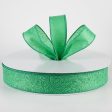 1.5  Embossed Flower Breeze Ribbon: Emerald Green (50 Yards) Sale