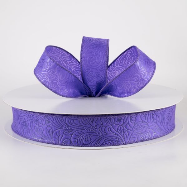 1.5  Embossed Flower Breeze Ribbon: Purple (50 Yards) Fashion