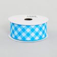 1.5  Gingham Basketweave Satin Ribbon: Blue & White (10 Yards) Fashion