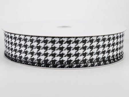 1.5  Black & White Woven Houndstooth Ribbon (50 Yards) on Sale