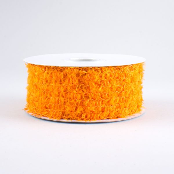 1.5  Fuzzy Open Weave Ribbon: Orange (10 Yards) Supply