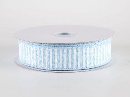 7 8  Horizontal Thin Stripes Ribbon: Pale Blue & White (10 Yards) Online Hot Sale