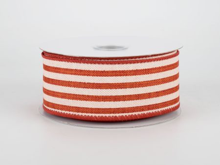 1.5  Cabana Stripes Ribbon: Orange & Ivory (10 Yards) Discount