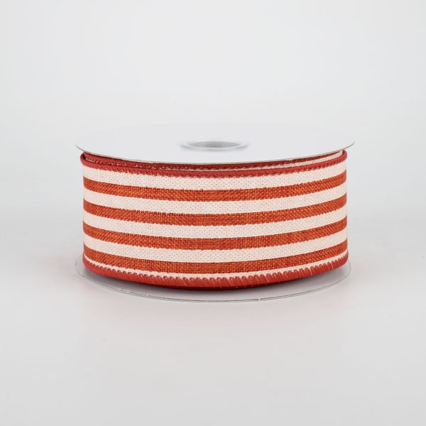 1.5  Cabana Stripes Ribbon: Orange & Ivory (10 Yards) Discount