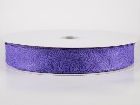 1.5  Embossed Flower Breeze Ribbon: Purple (50 Yards) Fashion