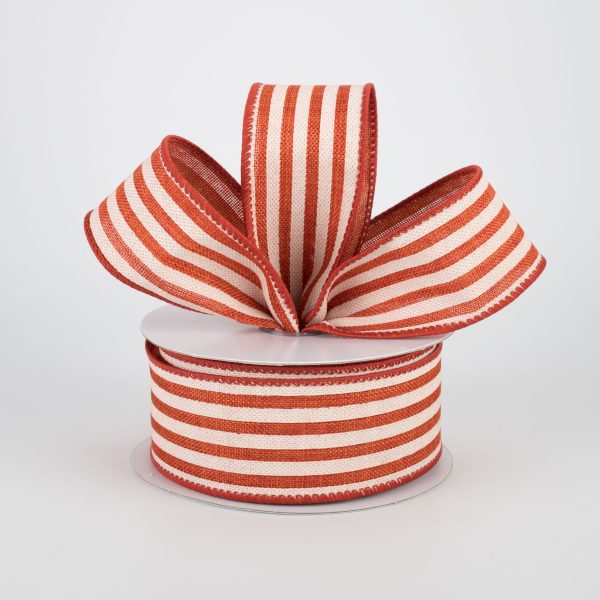 1.5  Cabana Stripes Ribbon: Orange & Ivory (10 Yards) Discount