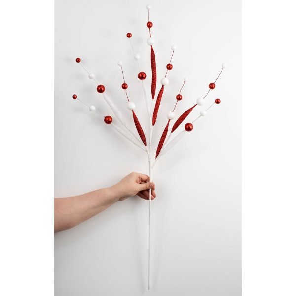 32  Glittered Ball & Tube Spray: Red & White Discount