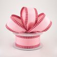 1.5  Faux Dupioni Gingham Edge Ribbon: Soft Pink, Red, White (10 Yards) Online Hot Sale