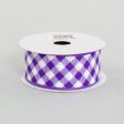 1.5  Gingham Basketweave Satin Ribbon: Purple & White (10 Yards) Supply