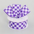 1.5  Gingham Basketweave Satin Ribbon: Purple & White (10 Yards) Supply