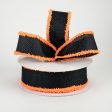 1.5  Faux Burlap Fuzzy Edge Ribbon: Black & Orange (10 Yards) Cheap