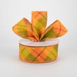 1.5  Fall Argyle Plaid Ribbon: Orange, Yellow, Green (10 Yards) For Cheap