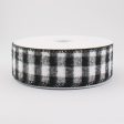 1.5  Flannel Gingham Check Plaid Ribbon: Black & White (10 Yards) For Cheap