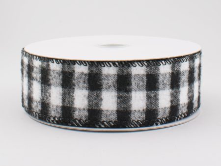 1.5  Flannel Gingham Check Plaid Ribbon: Black & White (10 Yards) For Cheap