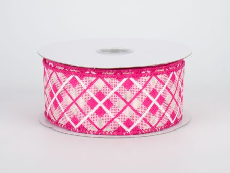 1.5  Argyle Plaid Ribbon: Fuchsia (10 Yards) Online