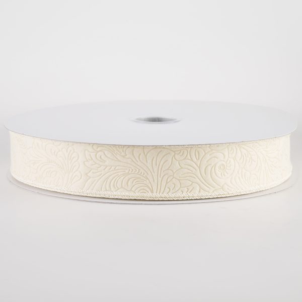 1.5  Embossed Flower Breeze Ribbon: Ivory (50 Yards) Online now