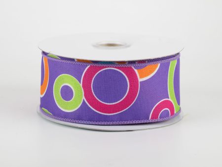 1.5  Bright Circles Ribbon: Purple Multi (10 Yards) For Discount