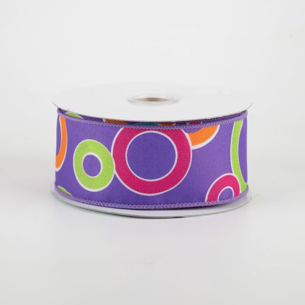 1.5  Bright Circles Ribbon: Purple Multi (10 Yards) For Discount