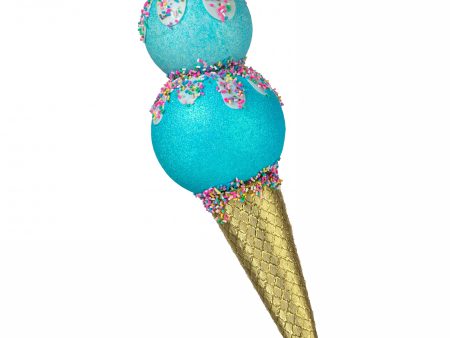 16  Sprinkle Ice Cream Cone Ornament: Blue & Gold For Cheap