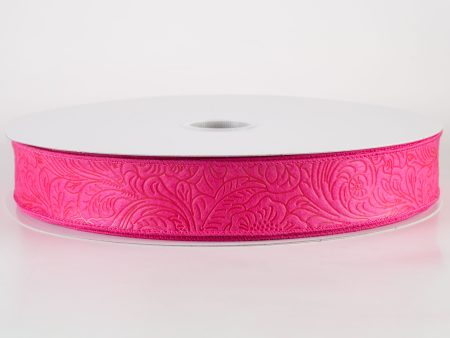 1.5  Embossed Flower Breeze Ribbon: Fuchsia Hot Pink (50 Yards) Online Sale