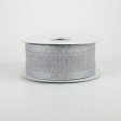 1.5  Canvas On Satin Glitter Ribbon: Light Grey (10 Yards) Fashion