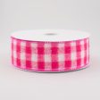 1.5  Flannel Gingham Check Plaid Ribbon: Fuchsia & White (10 Yards) Online