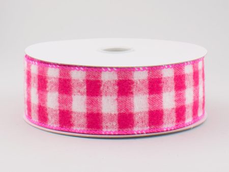 1.5  Flannel Gingham Check Plaid Ribbon: Fuchsia & White (10 Yards) Online