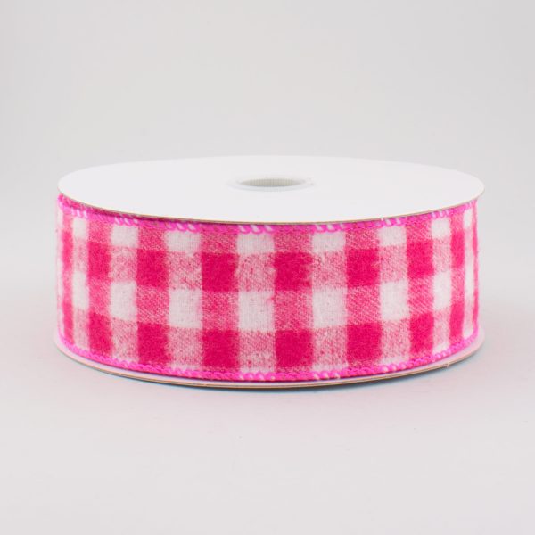 1.5  Flannel Gingham Check Plaid Ribbon: Fuchsia & White (10 Yards) Online