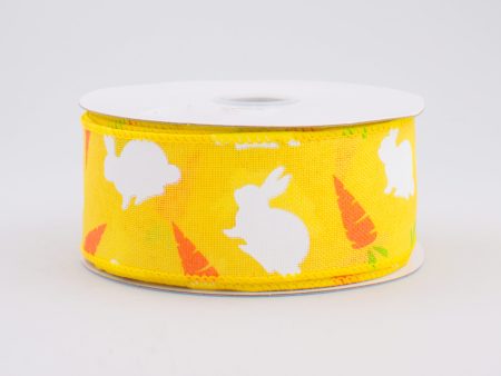 1.5  Bunny & Carrots Woven Ribbon: Yellow (10 Yards) Online