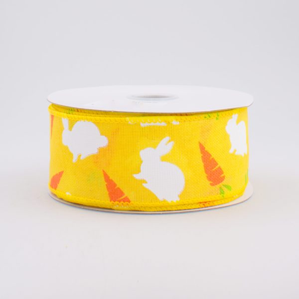 1.5  Bunny & Carrots Woven Ribbon: Yellow (10 Yards) Online