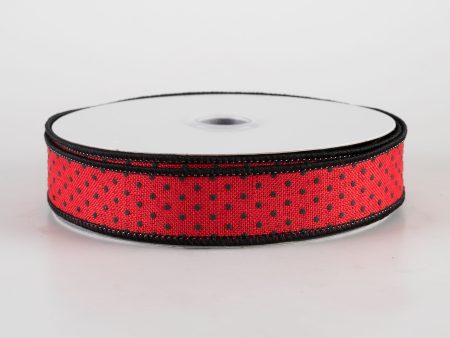 7 8  Swiss Dots Ribbon: Red & Black (10 Yards) Online now