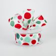 1.5  Glitter Dots Ribbon: Green, Aqua, Red (10 Yards) Online