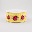 1.5  Gingham Ladybugs Ribbon: Yellow & White (10 Yards) Fashion